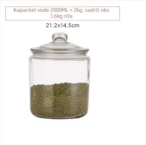 Lingyun Staklena zatvorena posuda za kimchi i kiseli krastavci, kvaliteta hrane, kapacitet više od 5 L, okrugla s poklopcem
