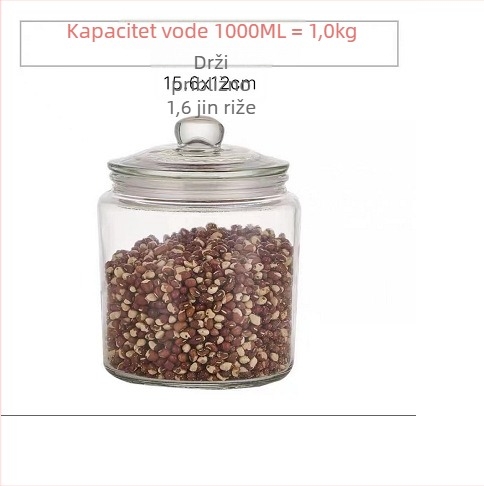 Lingyun Staklena zatvorena posuda za kimchi i kiseli krastavci, kvaliteta hrane, kapacitet više od 5 L, okrugla s poklopcem