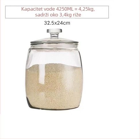 Lingyun Staklena zatvorena posuda za kimchi i kiseli krastavci, kvaliteta hrane, kapacitet više od 5 L, okrugla s poklopcem