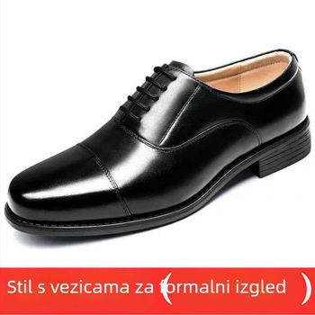 Unisex kožne poslovne cipele sa vezanjem, ultrafin koža gornji dio, gumena potplat, trokutasti špicasti vrh