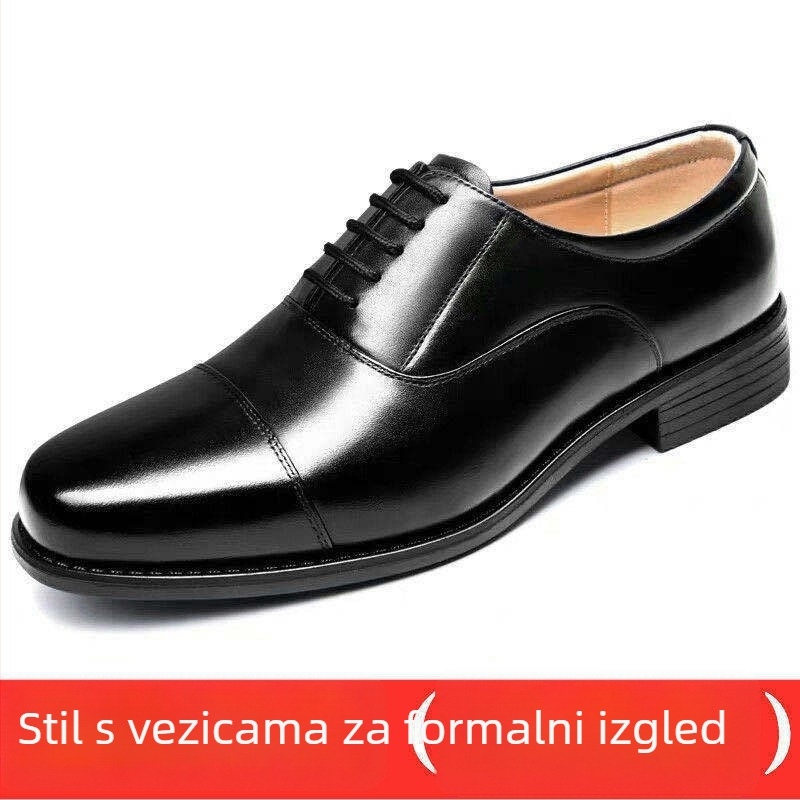 Unisex kožne poslovne cipele sa vezanjem, ultrafin koža gornji dio, gumena potplat, trokutasti špicasti vrh