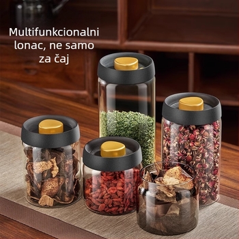 Vakumska posuda za čaj, staklo borosilikat, okrugla zatvorena posuda za pohranu zrna kave, mikrovalna sigurna