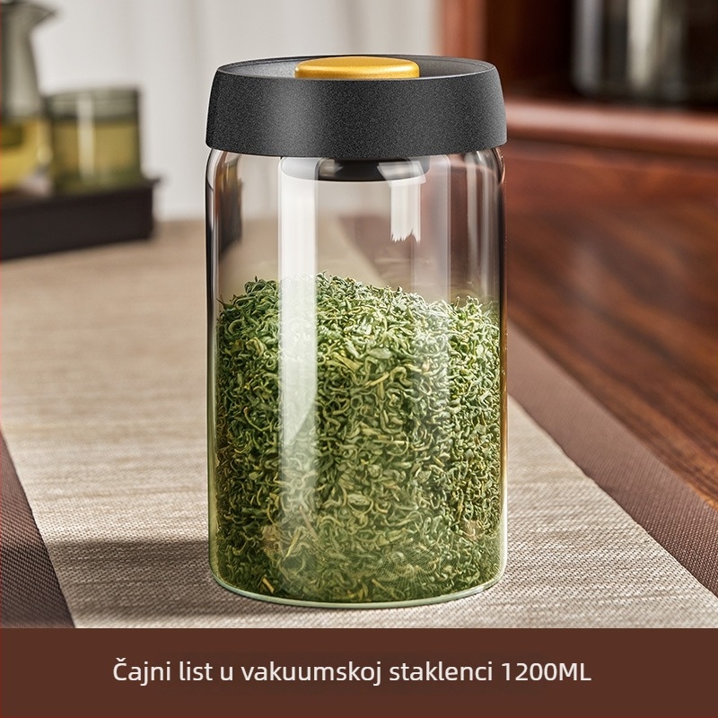 Vakumska posuda za čaj, staklo borosilikat, okrugla zatvorena posuda za pohranu zrna kave, mikrovalna sigurna