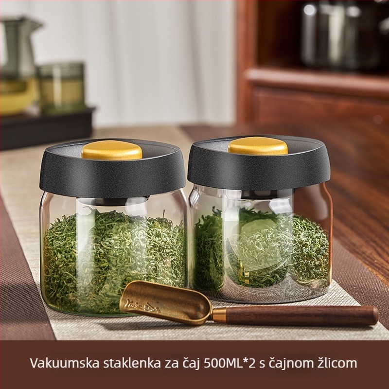 Vakumska posuda za čaj, staklo borosilikat, okrugla zatvorena posuda za pohranu zrna kave, mikrovalna sigurna