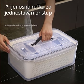 Plastična pravokutna kutija za čuvanje hrane sa poklopcem, dvostruki sloj, kvaliteta hrane, za hladnjak
