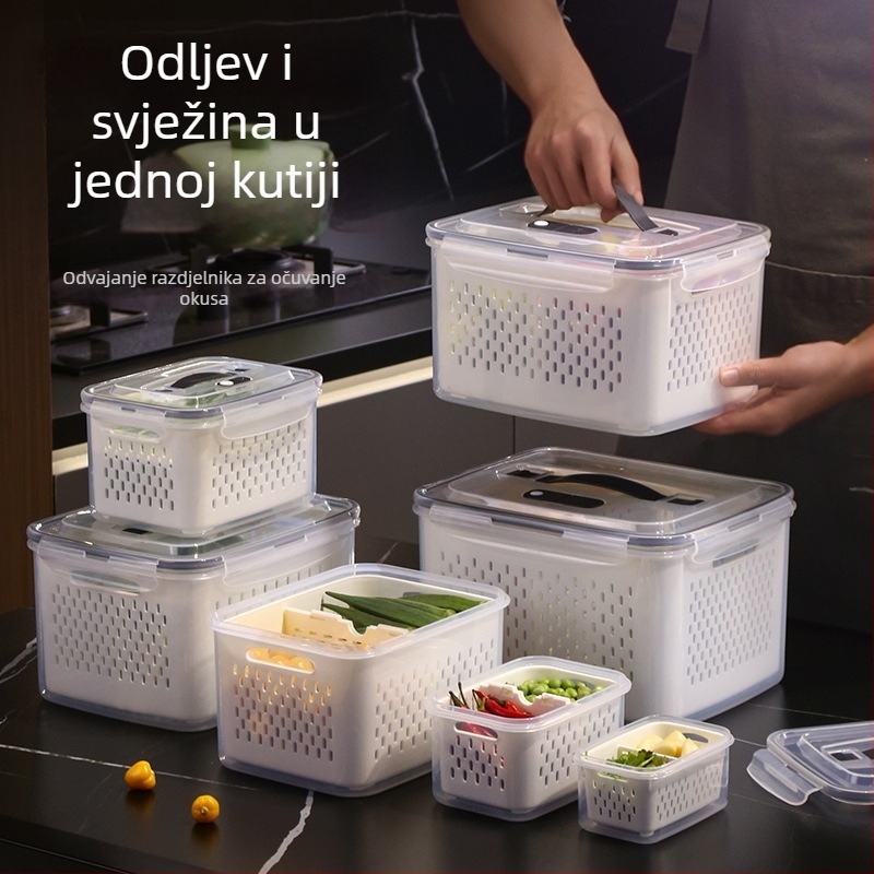 Plastična pravokutna kutija za čuvanje hrane sa poklopcem, dvostruki sloj, kvaliteta hrane, za hladnjak