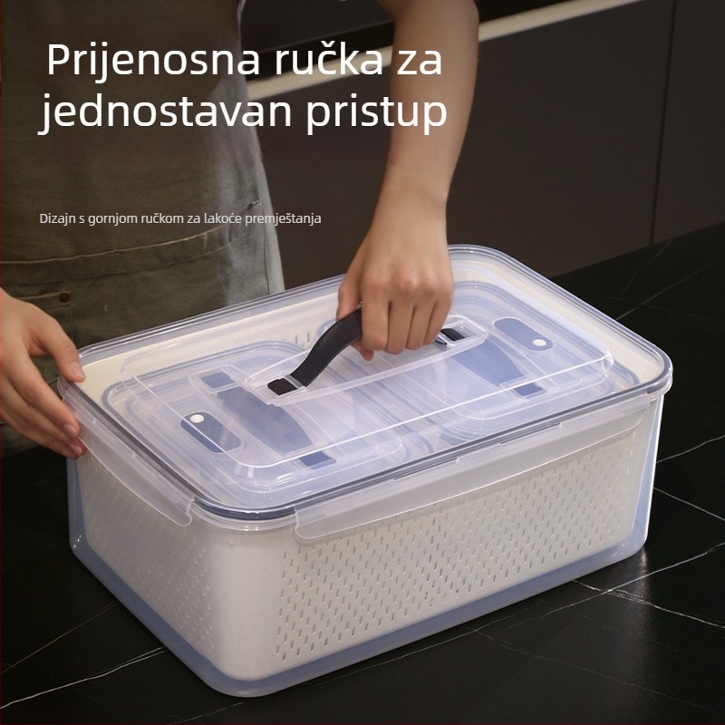 Plastična pravokutna kutija za čuvanje hrane sa poklopcem, dvostruki sloj, kvaliteta hrane, za hladnjak