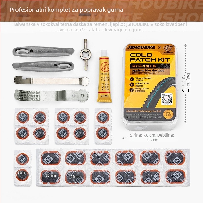 Set za popravak guma za planinski električni bicikl – Dingqing ljepilo i film za ljepilo, alat za popravak guma, brend JSHOU BIKE, mogućnost privatne oznake