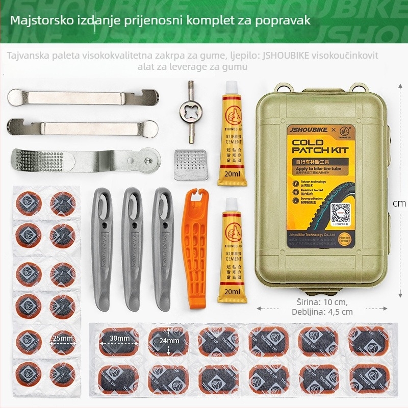 Set za popravak guma za planinski električni bicikl – Dingqing ljepilo i film za ljepilo, alat za popravak guma, brend JSHOU BIKE, mogućnost privatne oznake