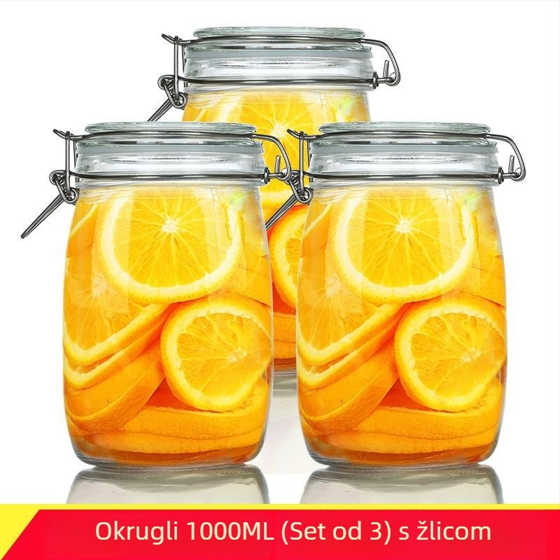 Zatvorena staklena staklenka s poklopcem za čuvanje hrane – okrugla, ispod 300 ml, korejski stil