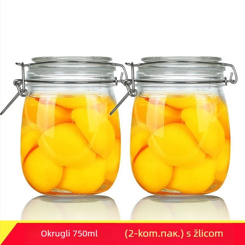 Zatvorena staklena staklenka s poklopcem za čuvanje hrane – okrugla, ispod 300 ml, korejski stil
