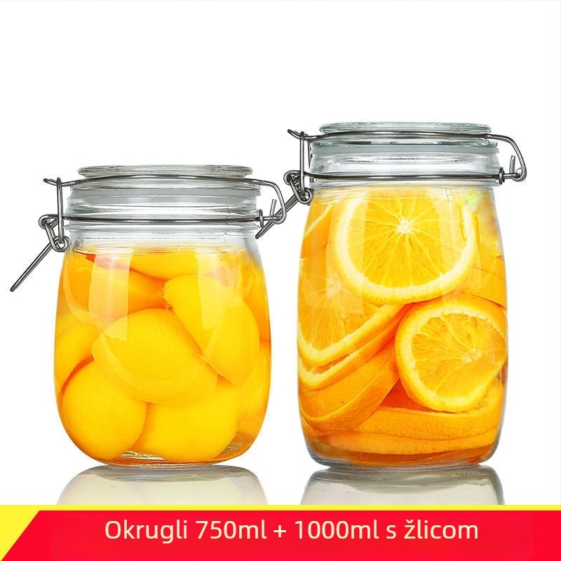 Zatvorena staklena staklenka s poklopcem za čuvanje hrane – okrugla, ispod 300 ml, korejski stil