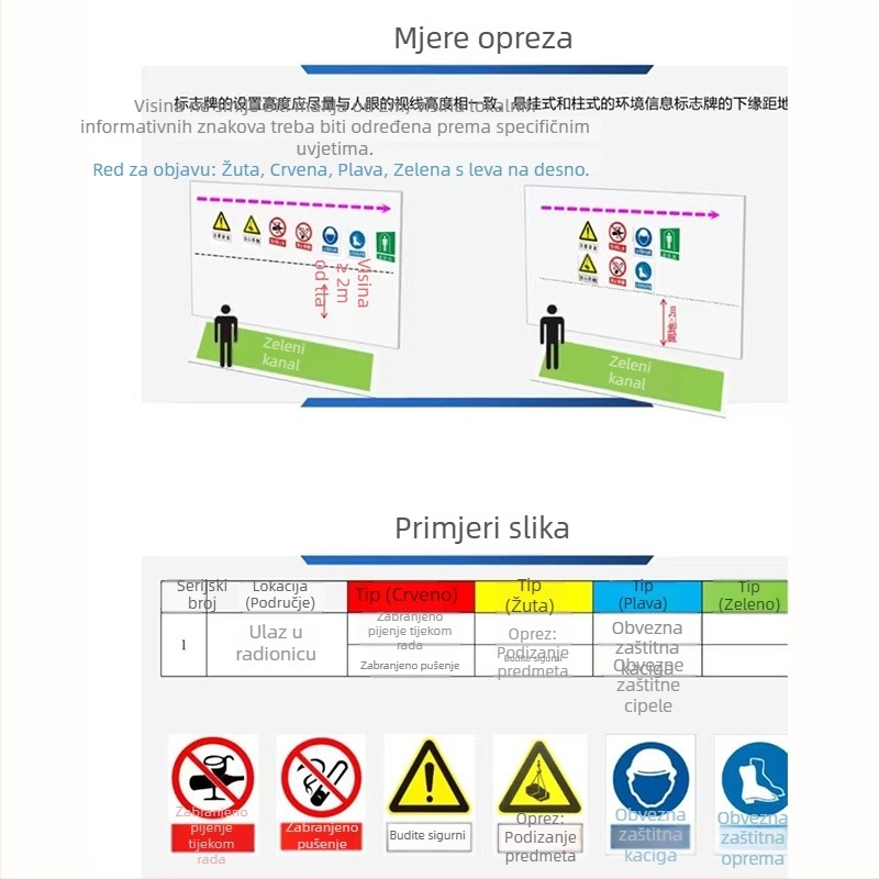 Sigurnosna pločica za strojeve od nehrđajućeg čelika – sitotisk/graviranje, označavanje industrijske opreme, prilagodljivo