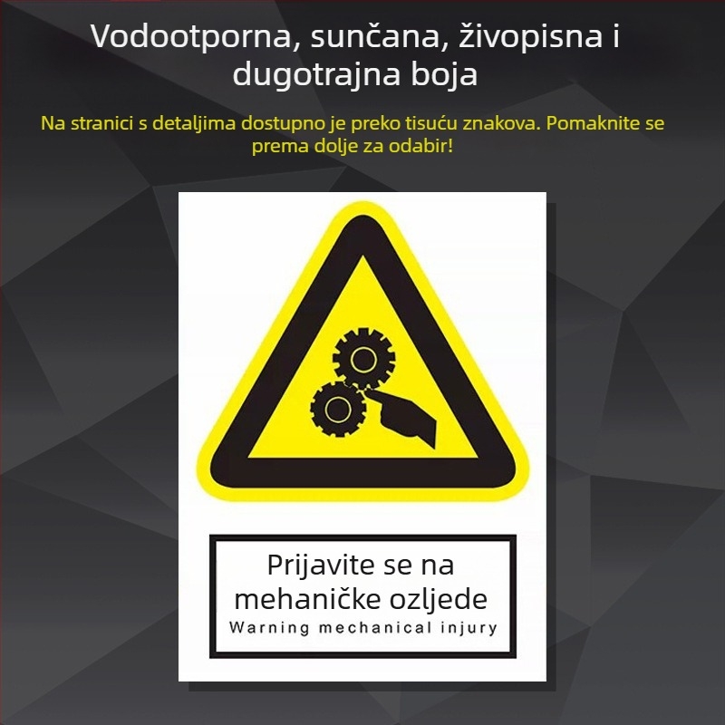 Sigurnosna pločica za strojeve od nehrđajućeg čelika – sitotisk/graviranje, označavanje industrijske opreme, prilagodljivo