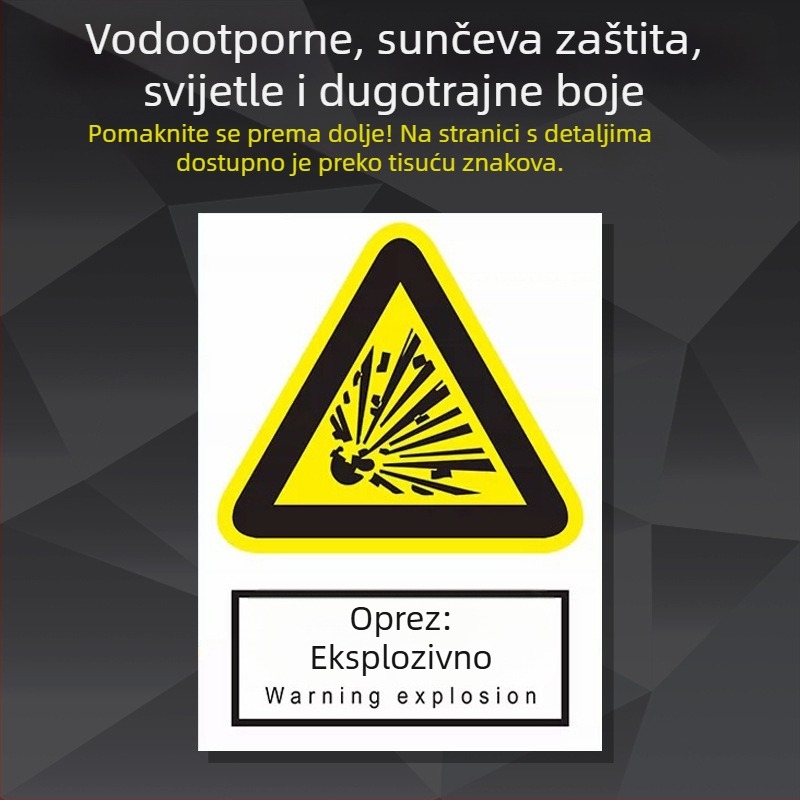 Sigurnosna pločica za strojeve od nehrđajućeg čelika – sitotisk/graviranje, označavanje industrijske opreme, prilagodljivo