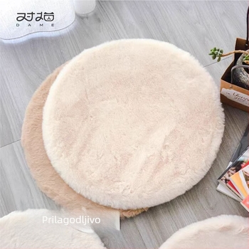 Mačji pliš madrac s imitacijom zajče dlake, okrugli mačji gnijezdo, debeo i toplo, protuklizni unutarnji jastuk