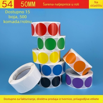 Kružne samoljepljive oznake za cijene – bakrena ploča, model 54, tiskanje u roli, debljina 0,08 mm