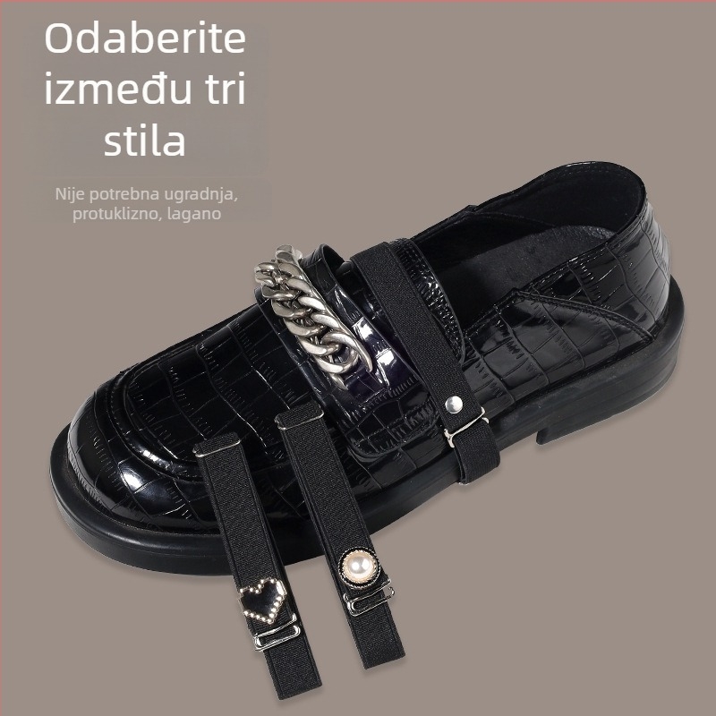 Protuklizni remen za petu za ženske loaferice, elastičan, podesiv, za sigurnu i udobnu prianjanje; pogodan za kožne cipele i sandale