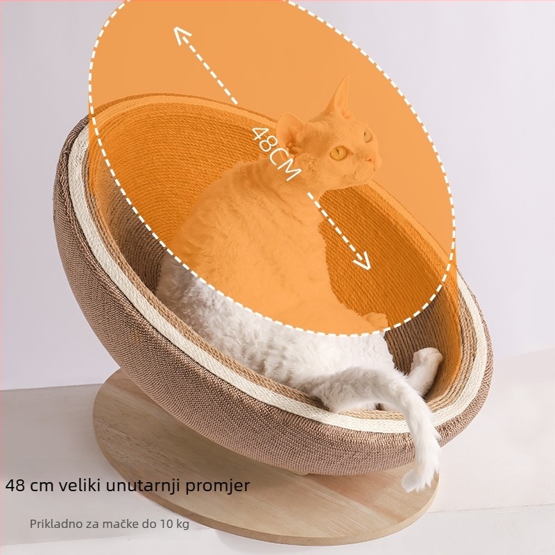 Mačje gnijezdo s integriranom pločom za grebanje, poluotvoren dizajn, tkanina pamuk i lan, unutarnja upotreba, sve sezone