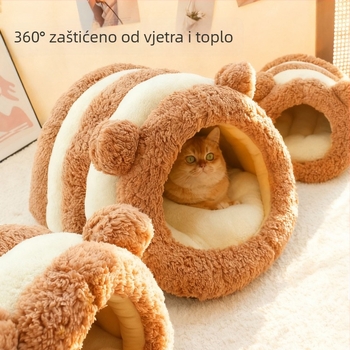 Panda Cat Bed — Mačji krevet, PP pamuk, topao, sve sezone, poluzatvoren i perivi