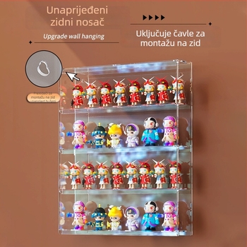 Akrilni izložbeni nosač za Ultraman Bruco blind box figurice, zidna montaža, otporan na prašinu, kapacitet 2 L, otisak logotipa, prilagodljivo