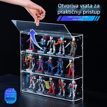 Akrilni izložbeni nosač za Ultraman Bruco blind box figurice, zidna montaža, otporan na prašinu, kapacitet 2 L, otisak logotipa, prilagodljivo