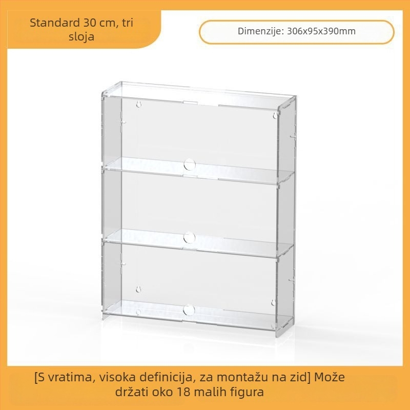 Akrilni izložbeni nosač za Ultraman Bruco blind box figurice, zidna montaža, otporan na prašinu, kapacitet 2 L, otisak logotipa, prilagodljivo