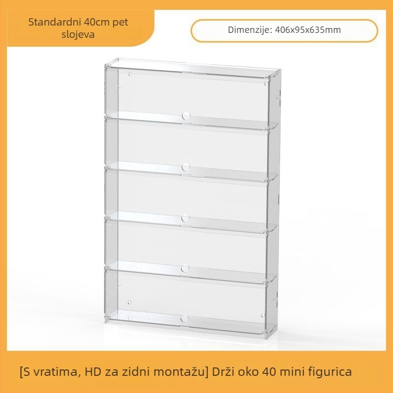 Akrilni izložbeni nosač za Ultraman Bruco blind box figurice, zidna montaža, otporan na prašinu, kapacitet 2 L, otisak logotipa, prilagodljivo