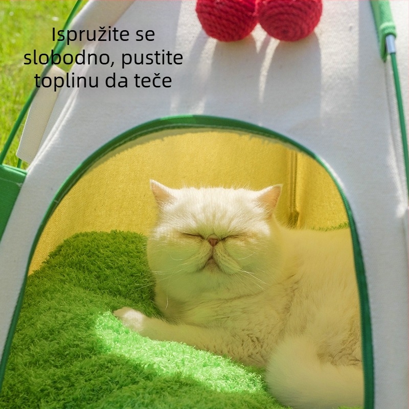 Kupolasta kućica za mačke s gnijezdom, četiri godišnja doba, djelomično zatvorena, odvojiva i periva mačja postelja