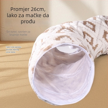 Sklopivi tunel za mačke – tekstilni materijal, univerzalna upotreba, za mačke, zima, proljeće i jesen