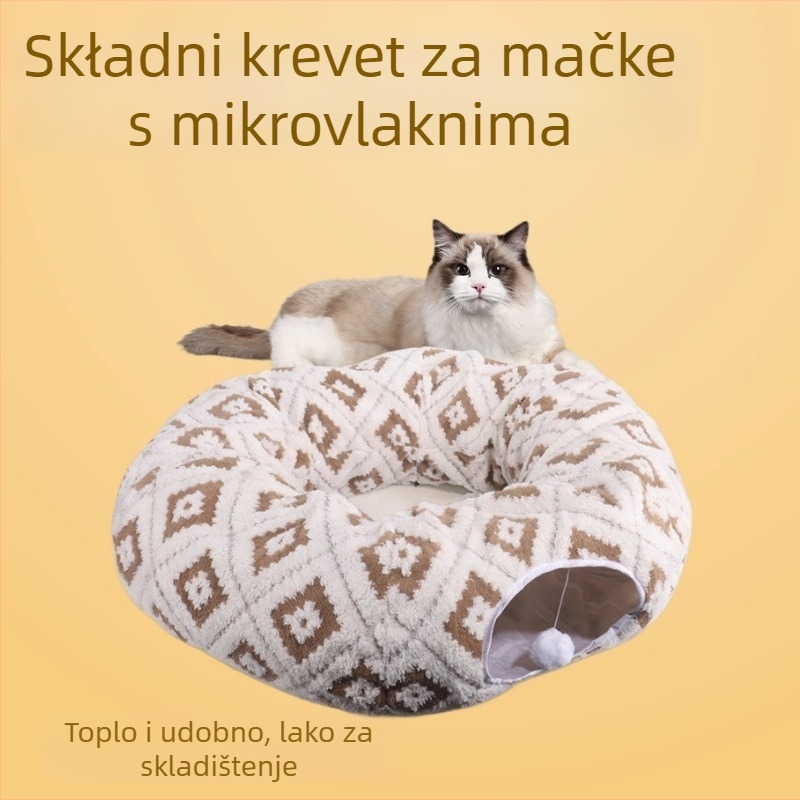 Sklopivi tunel za mačke – tekstilni materijal, univerzalna upotreba, za mačke, zima, proljeće i jesen