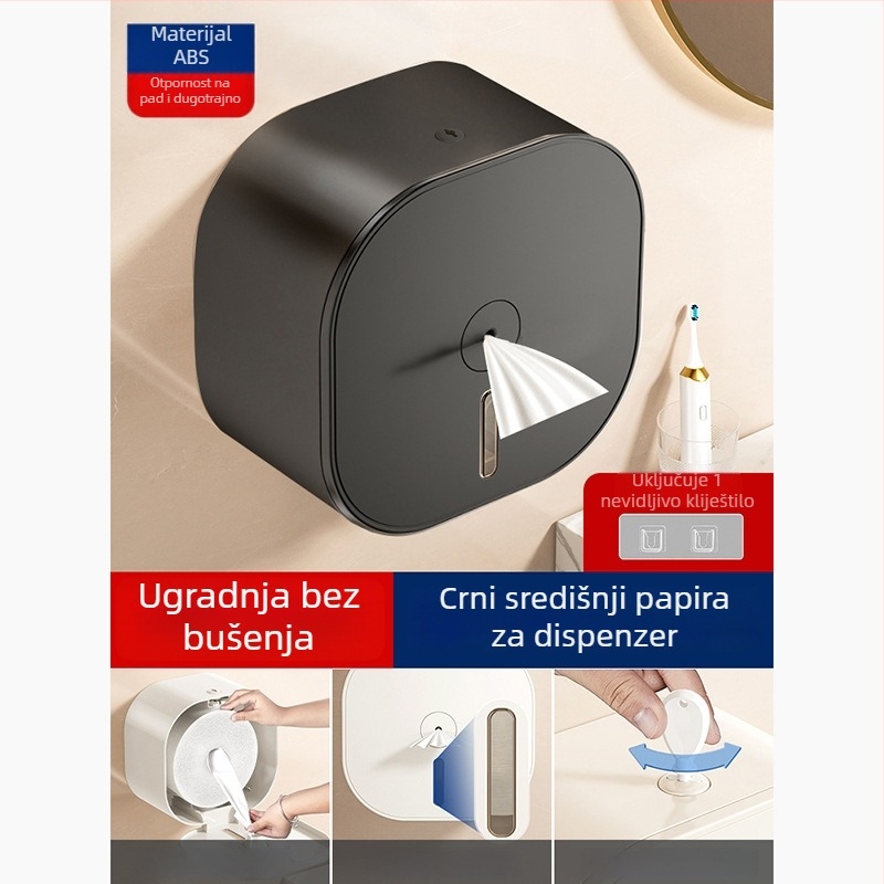 Merid Zidni dozator toaletnog papira sa centralnim povlačenjem, ABS, za kupaonicu i hotelsku komercijalnu uporabu