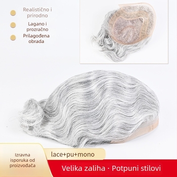 Perika kratko kovrčava kosa, prirodan stil, potpuno ručno tkana, može se bojati ili kovrčati