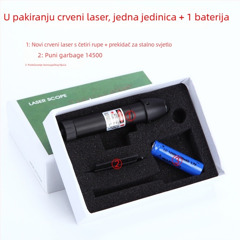 Lazerski ciljnik infracrveni s 4 otvora, podesivi vertikalno i horizontalno; Gold hunter, aluminijska legura, JG13
