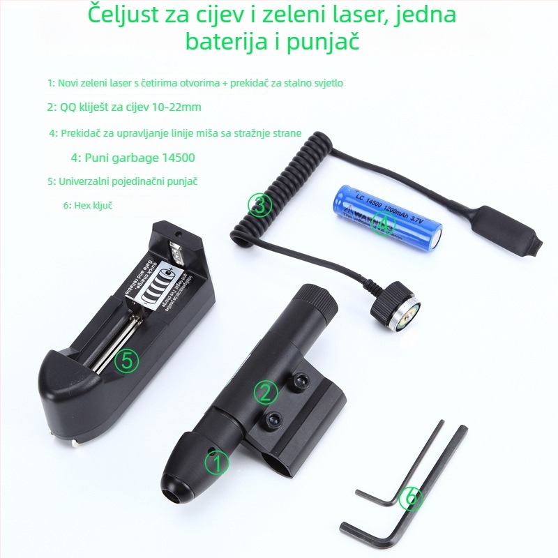 Lazerski ciljnik infracrveni s 4 otvora, podesivi vertikalno i horizontalno; Gold hunter, aluminijska legura, JG13