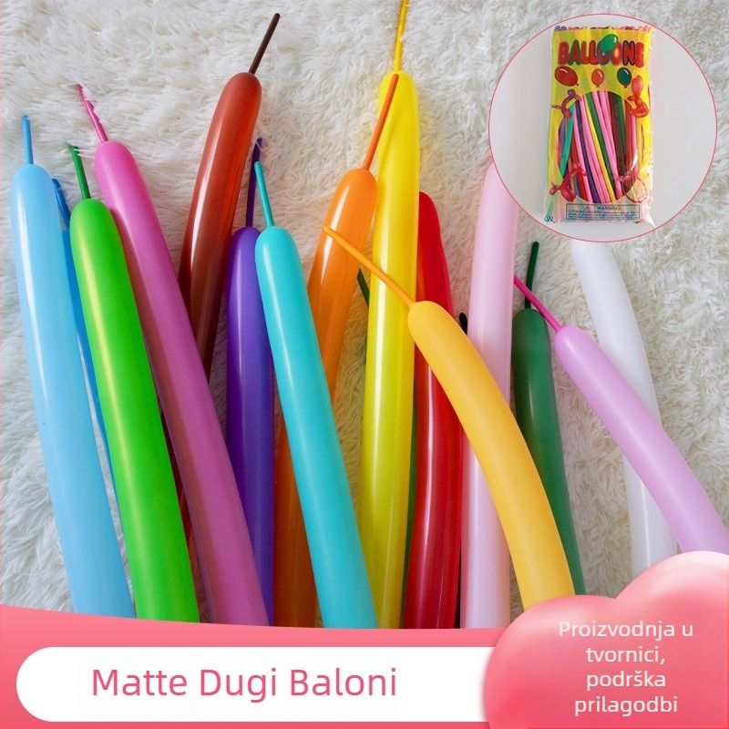 Mat matte dugi baloni za ukrašavanje svadbenog prostora, pleteni baloni, magični dugi baloni 1,5 g | Marka: Yu Xi | Materijal: Latex | Tip balona: balon-igračka | Oblik: magična traka | IP odobrenje: Ne