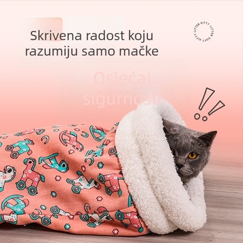 Zimsko toplo gnijezdo za mačke – poluzatvoreni krevet s flanelom, za mačke, kategorija: gnijezdo/kennel