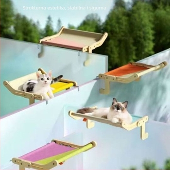 Drveno gnijezdo za mačke na prozorskom pragu - Mačje gnijezdo (Kod: 009)