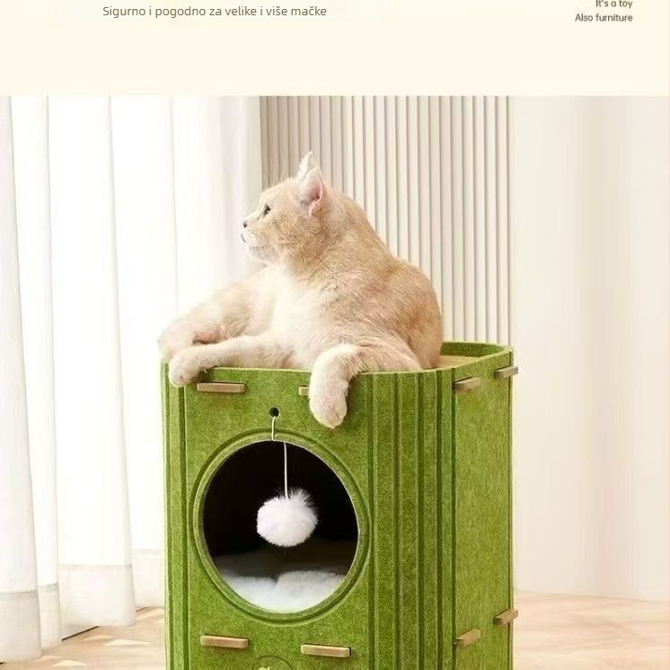 Aotu kućica za mačke i višerazinski mačji toranj s rupom i pločom za grebanje, materijal: felt