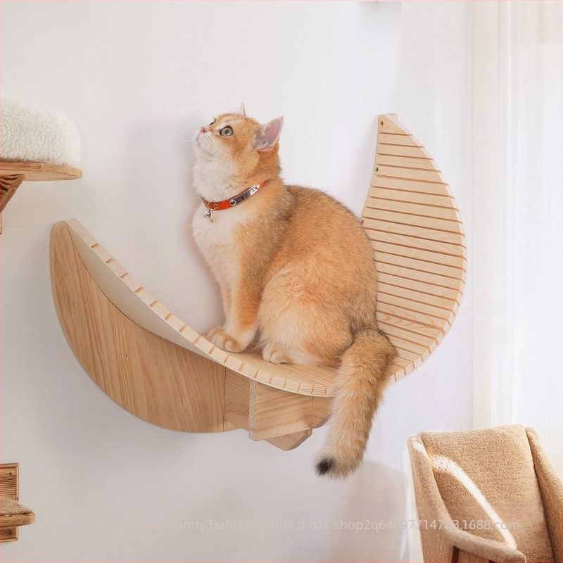 Drveno gnijezdo za mačke s zidnom policom i hamakom - Marka: Dahan; Za mačke; Kategorija: Gnijezda i kućice za kućne ljubimce