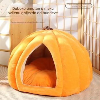 Tikvasto gnijezdo za kućne ljubimce — platneno leglo za mačke i pse, zimska toplina, sve sezone, otporno na mrlje madrac za spavanje