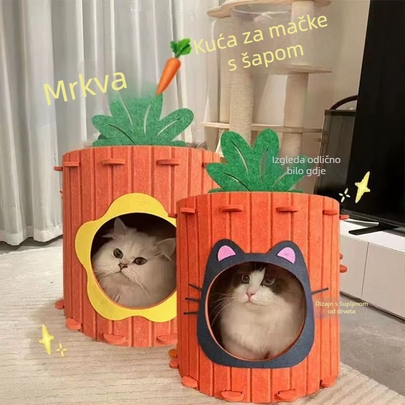 Mačje gnijezdo s tunelom, otporno na habanje, četiri sezone, poluzatvoren, 3D dizajn, tkanina