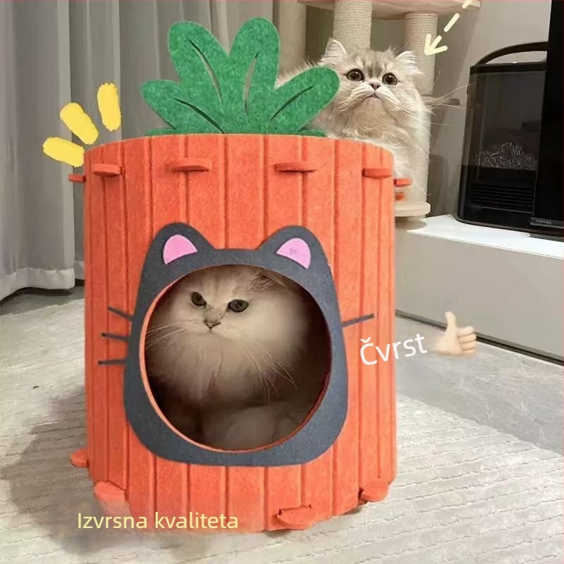 Mačje gnijezdo s tunelom, otporno na habanje, četiri sezone, poluzatvoren, 3D dizajn, tkanina
