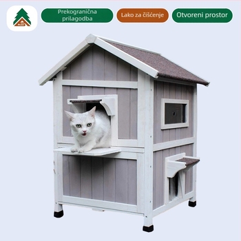 Drveno gnijezdo za mačke – Sve sezone, prozračno i toplo, unutarnja i vanjska upotreba