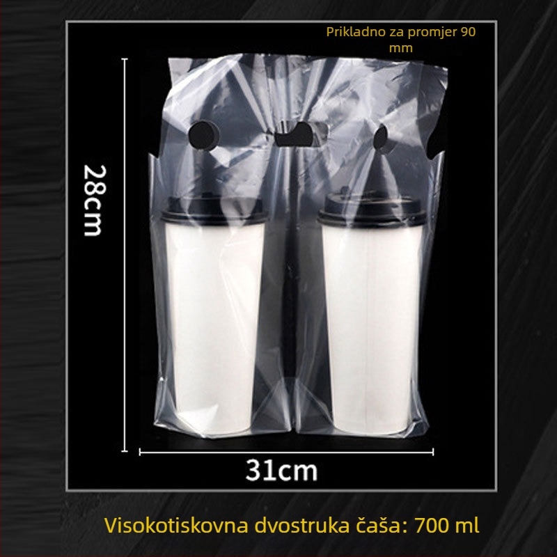 Jednokratne torbe za nošenje šalica mliječnog čaja, 100 kom., kompatibilne s jednim/dvije čaše, s ručkom — Podrijetlo Anhui, Marke Jinsheng Plastic, Dnevni kapacitet 10 tona