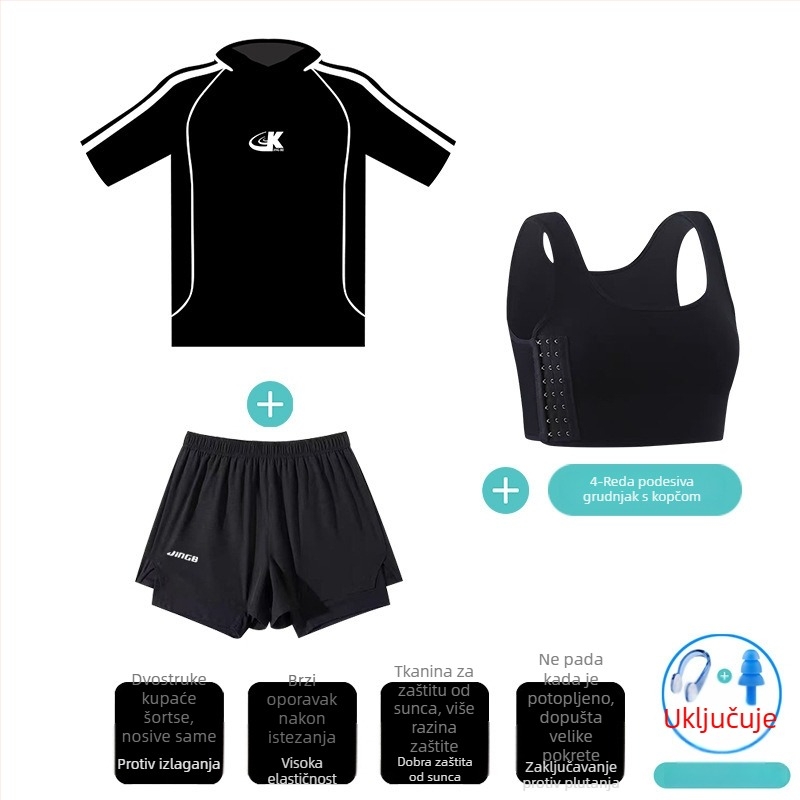 Trodjelni set za kupanje s UV zaštitom i brzim sušenjem, unisex, vanjska tkanina od najlona s poliesterom podstavom