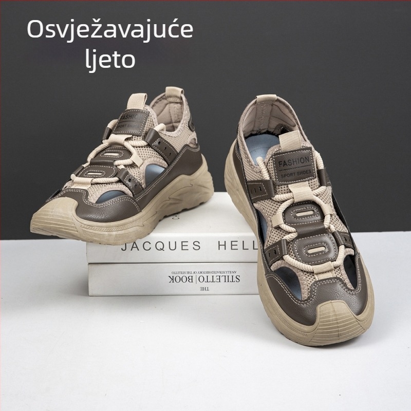 Muške sandale – prozračne PU+ mrežasto gornjište, PVC injekcijska đon, zatvoren prst, za plažu i vanjsku upotrebu