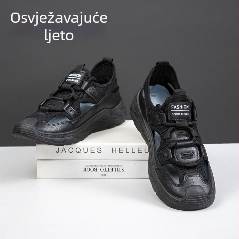 Muške sandale – prozračne PU+ mrežasto gornjište, PVC injekcijska đon, zatvoren prst, za plažu i vanjsku upotrebu