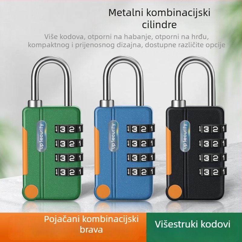Mehanički koden katanc, U-oblik, od cinkovog legura i nehrđajućeg čelika; model z-mimagausuo-7.1; debljina šipke 3,8 mm; razmak šipki 11,8 mm; pogodan za kofer, ruksak, ormar i košaru za bicikl