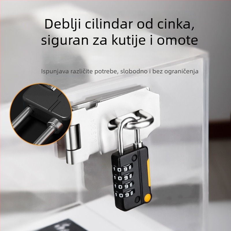 Mehanički koden katanc, U-oblik, od cinkovog legura i nehrđajućeg čelika; model z-mimagausuo-7.1; debljina šipke 3,8 mm; razmak šipki 11,8 mm; pogodan za kofer, ruksak, ormar i košaru za bicikl